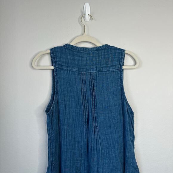 FAHERTY Isha Dress Indigo Blue Denim Chambray Size Medium Casual Summer - Picture 8 of 8